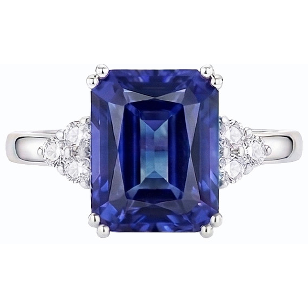 naturel round saphir 3carats bague angle de côté