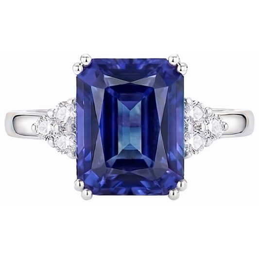 naturel round saphir 3carats bague angle de côté