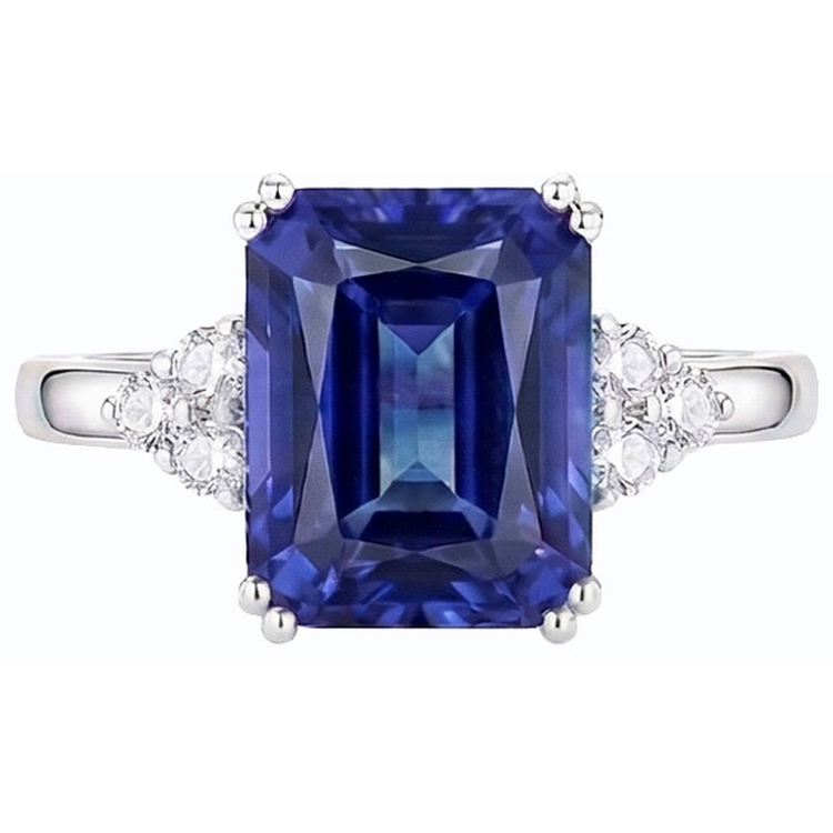 naturel round saphir 3carats bague angle de côté
