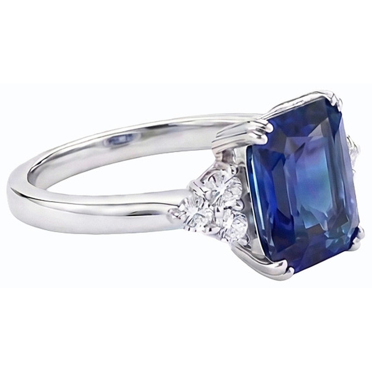 naturel round saphir 3carats bague vue de dessus
