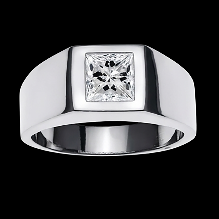 Bague Diamant taille Princesse pour Homme