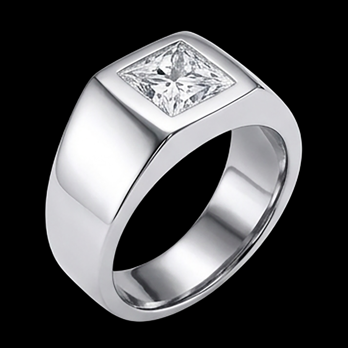 Bague Diamant taille Princesse pour Homme