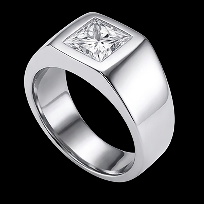Bague Diamant taille Princesse pour Homme