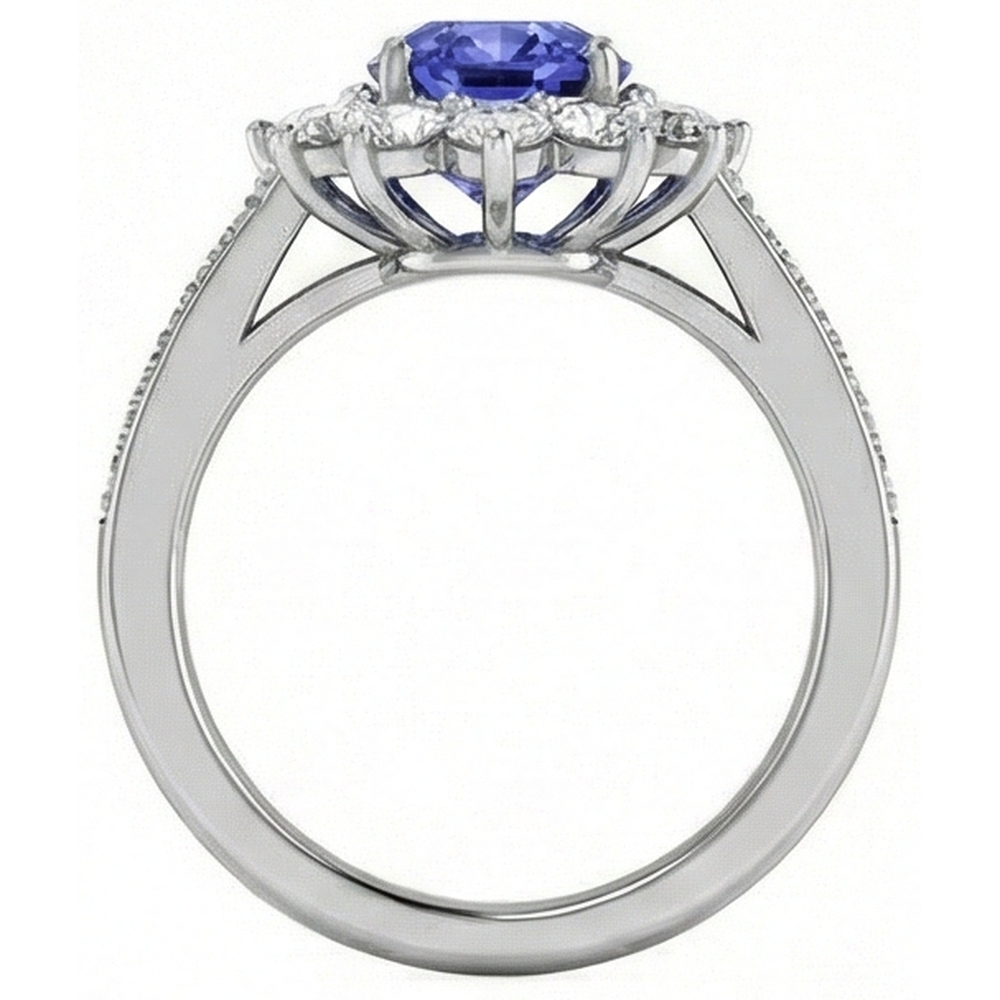naturel oval tanzanite 3.75carats bague vue de dessus
