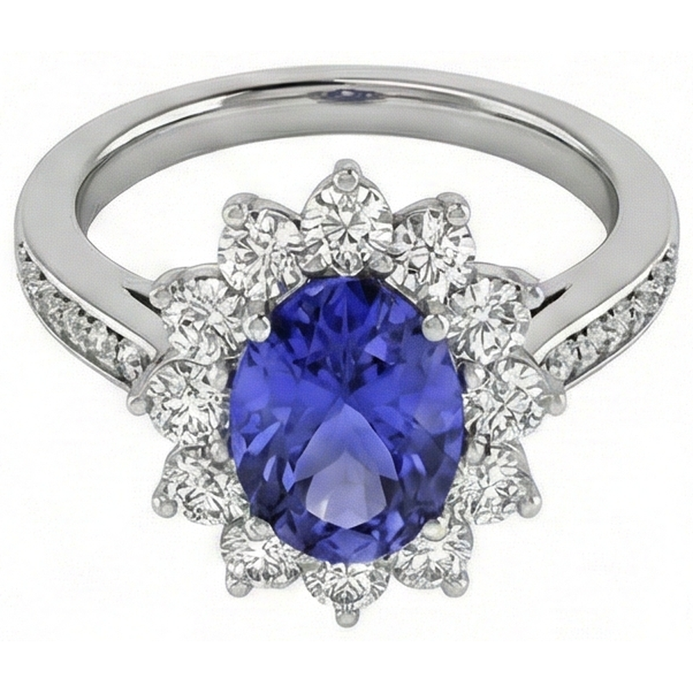 naturel oval tanzanite 3.75carats bague vue de profil