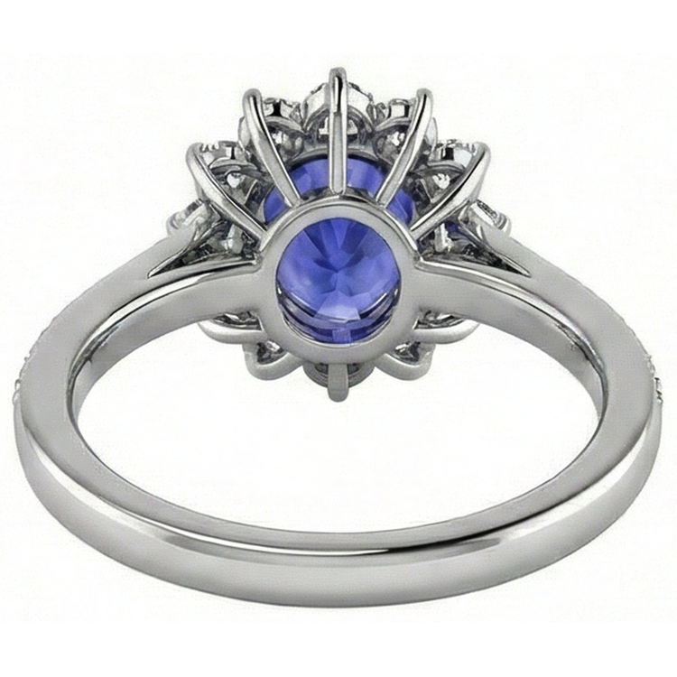 naturel oval tanzanite 3.75carats bague sur blanc