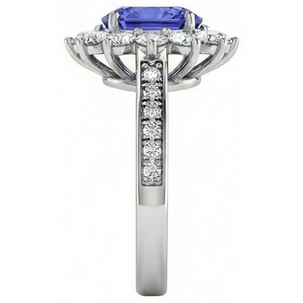 naturel oval tanzanite 3.75carats bague avec accents diamants