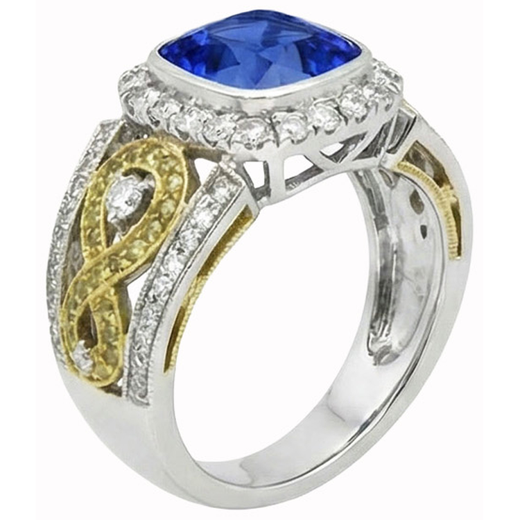 naturel round saphir 3.26carats bague détail rapproché