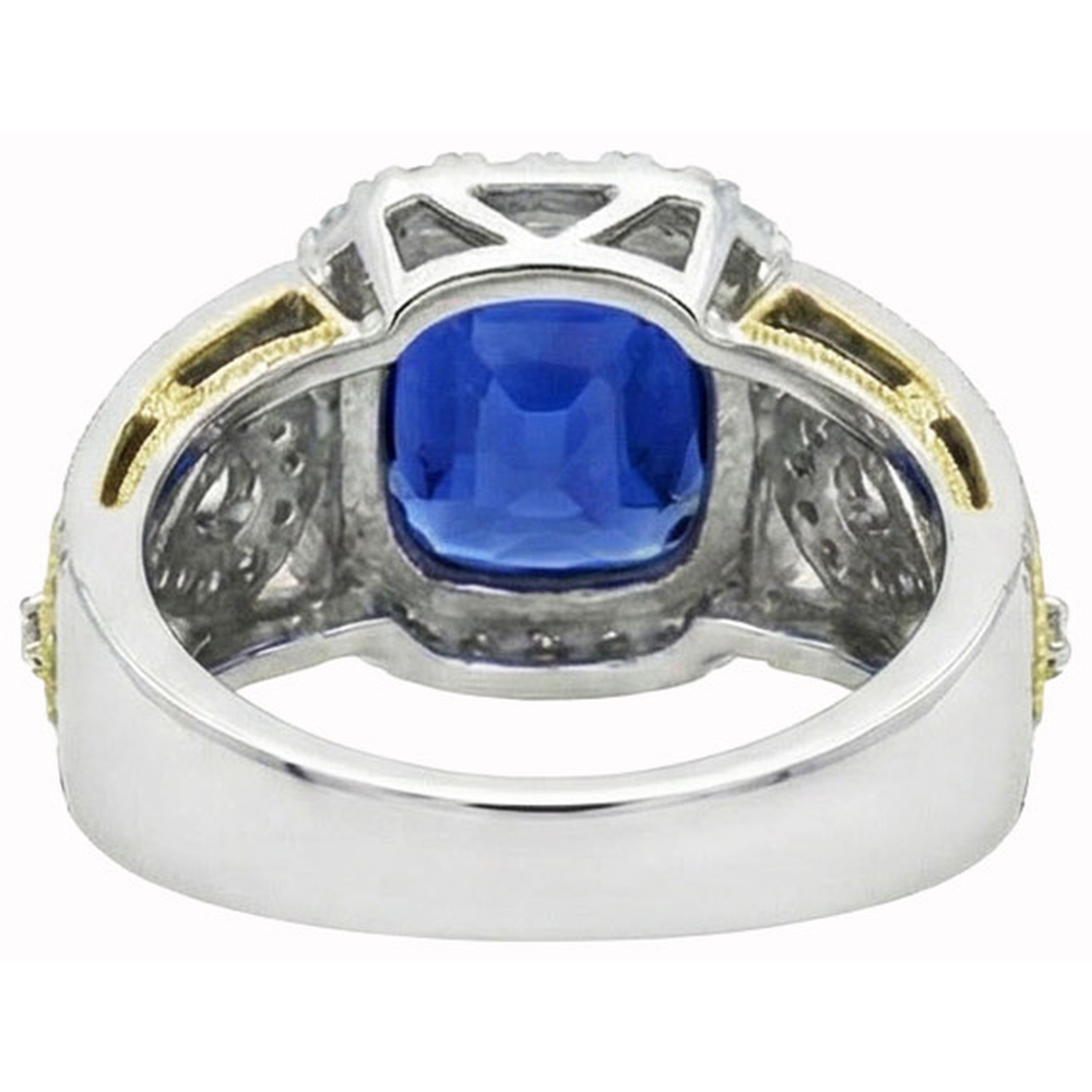 naturel round saphir 3.26carats bague vue de profil