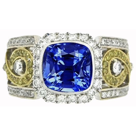 naturel round saphir 3.26carats bague angle de côté