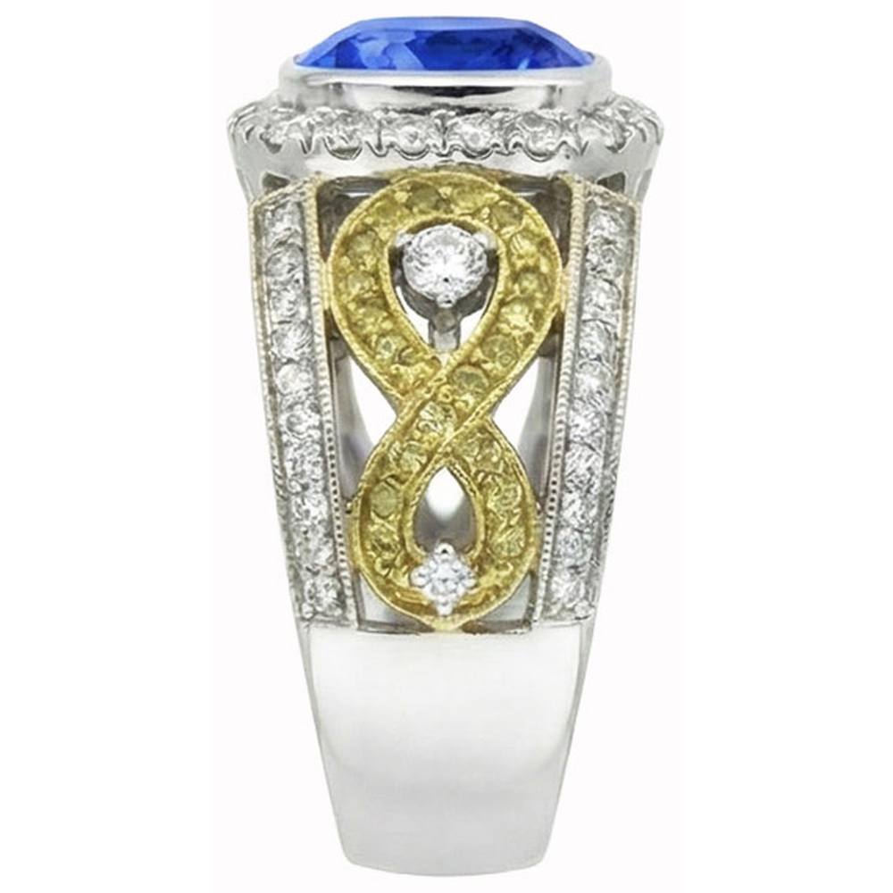 naturel round saphir 3.26carats bague vue de dessus