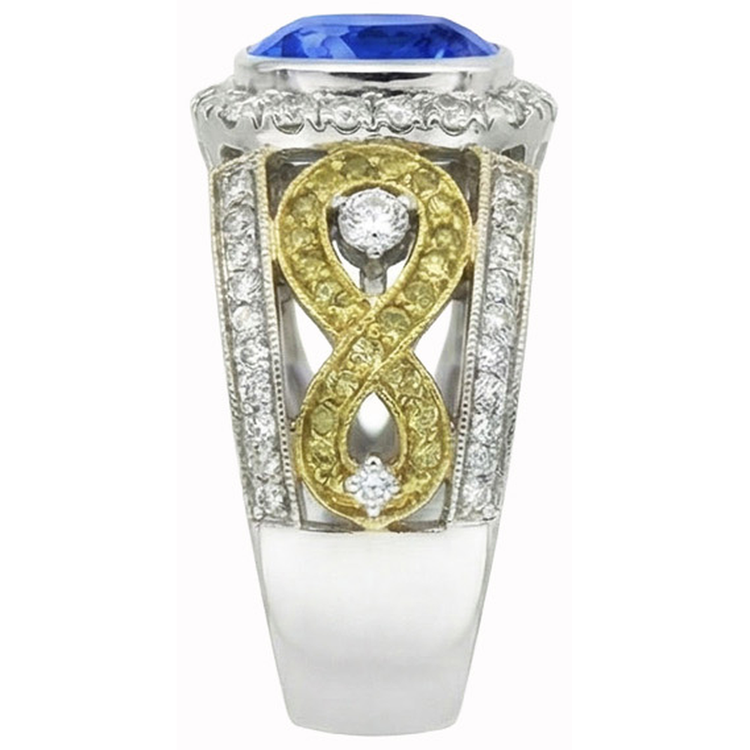 naturel round saphir 3.26carats bague vue de dessus