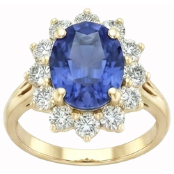 Bague Diamants Naturels Extraits des Mines ( et non cultivés en laboratoire ) Saphir Bleu Sri Lanka Taille Ronde 3 Ct