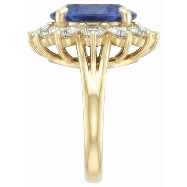 Bague Diamants Naturels Extraits des Mines ( et non cultivés en laboratoire ) Saphir Bleu Sri Lanka Taille Ronde 3 Ct