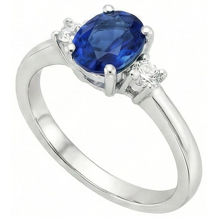 naturel oval diamant 1.70carats bague vue de dessus