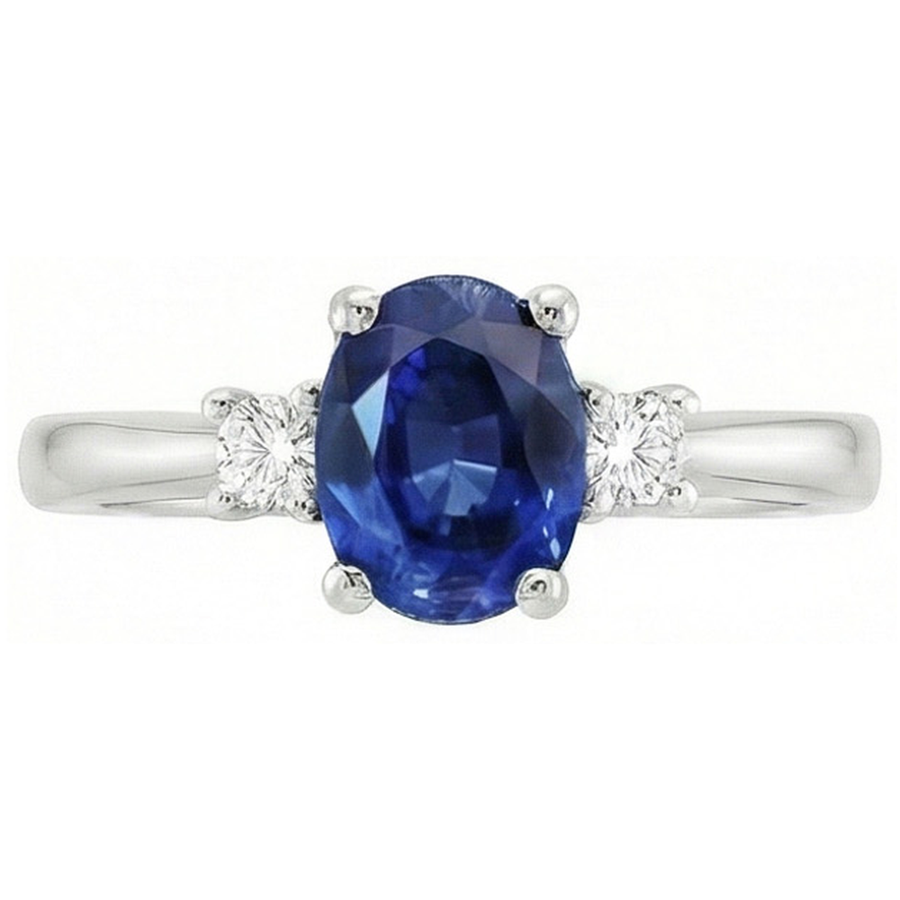 naturel oval diamant 1.70carats bague angle de côté