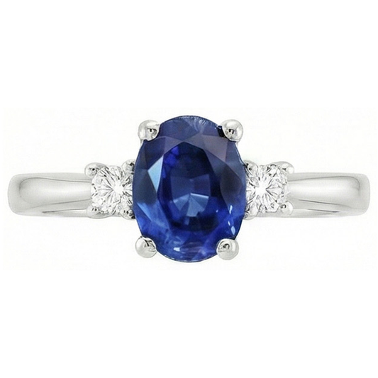 naturel oval diamant 1.70carats bague angle de côté