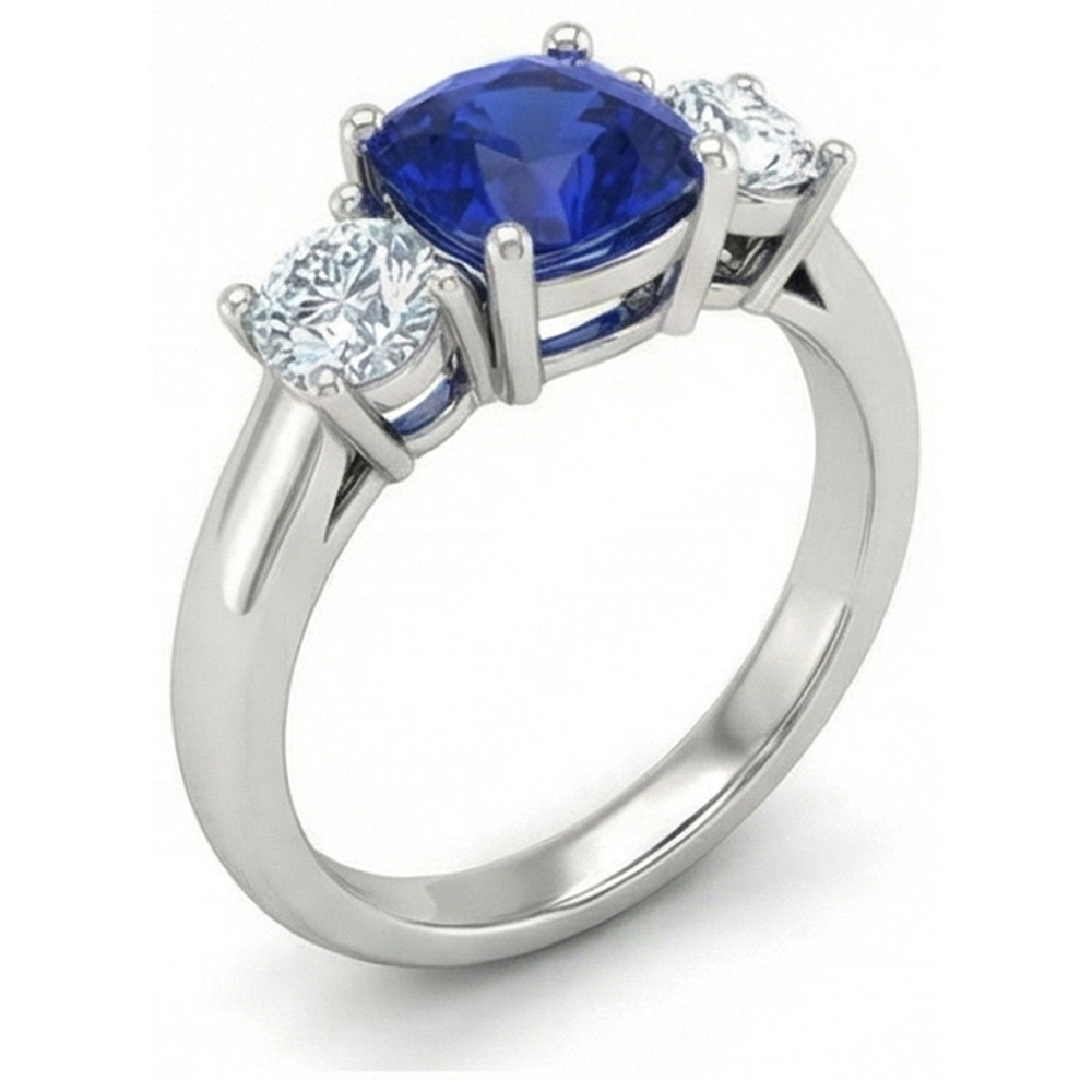naturel cushion diamant 2.25carats bague vue de face
