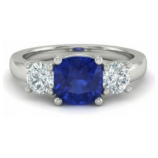 naturel cushion diamant 2.25carats bague angle de côté