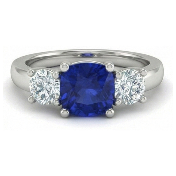 naturel cushion diamant 2.25carats bague angle de côté