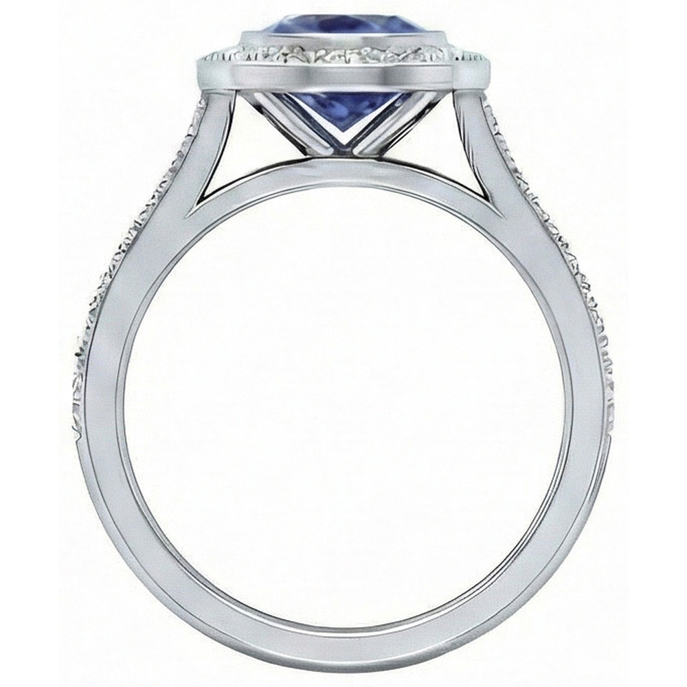 naturel round diamant 3carats bague vue de profil