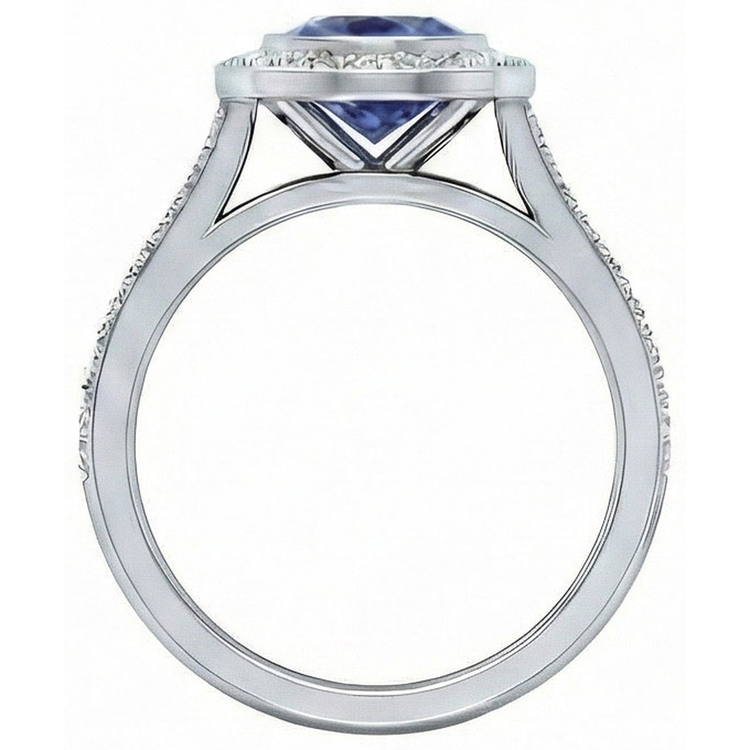 naturel round diamant 3carats bague vue de profil