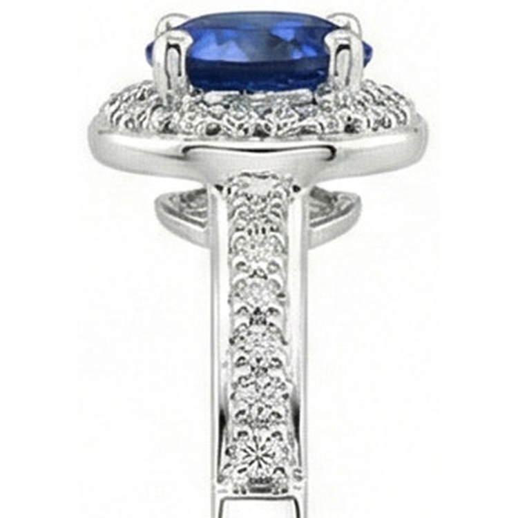Bague Diamants Naturels Extraits des Mines ( et non cultivés en laboratoire ) Saphir Sri Lankais Ronds 5.76 Carats Or Blanc 14K