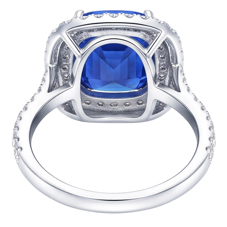 Bague Double Halo Ovale Ceylan Saphir 4 Carats Diamant Split Tige