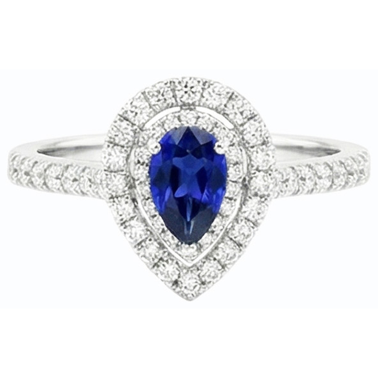 naturel pear diamant 2.50carats bague vue de dessus
