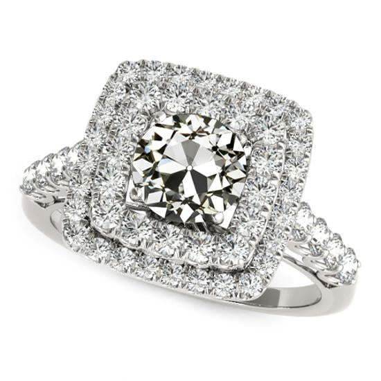 Bague Double Halo Ronde Vieux Mineur Véritable Diamant 5.50 Carats Bijoux