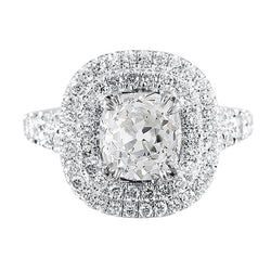 Bague Double Halo Taille Ancienne Coussin Pavée de Réel Diamants 5.50 Carats