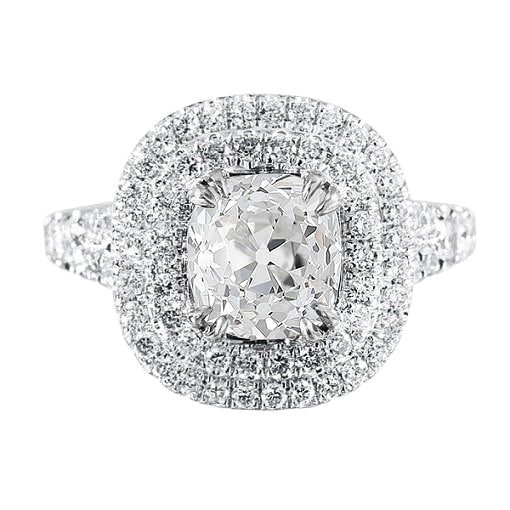 Bague Double Halo Taille Ancienne Coussin Pavée de Réel Diamants 5.50 Carats