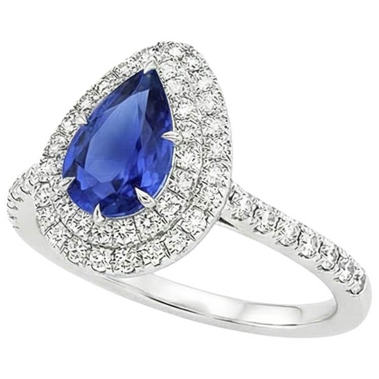 naturel pear diamant 4.50carats bague détail rapproché