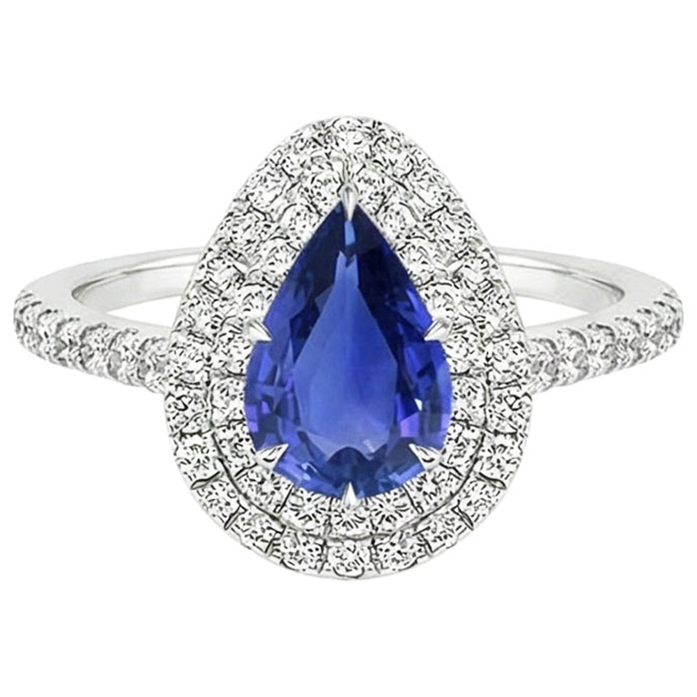 naturel pear diamant 4.50carats bague vue de profil