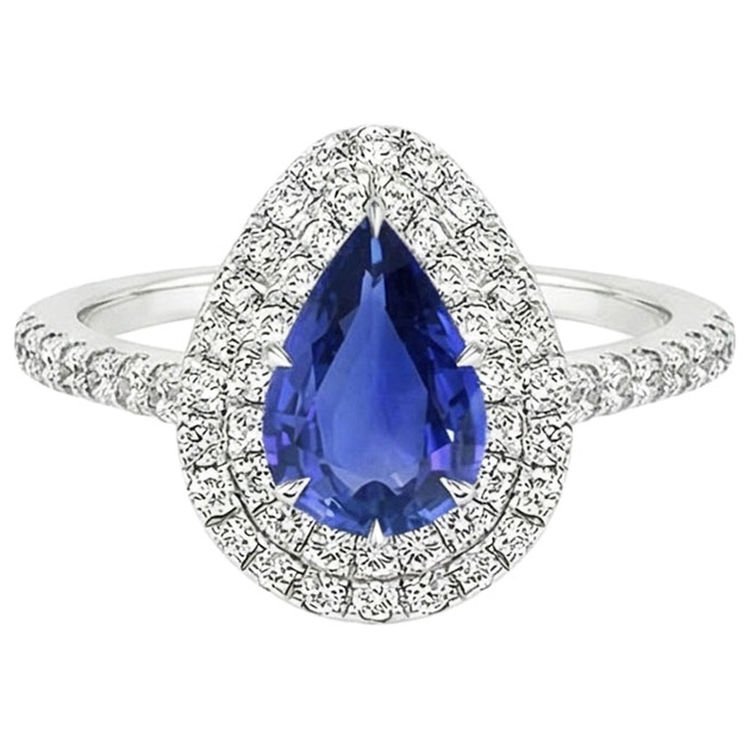naturel pear diamant 4.50carats bague vue de profil
