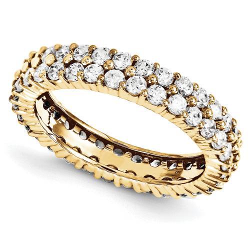 Bague Double Rang Naturel Diamant Eternité 1.80 Carats Or Jaune 14K