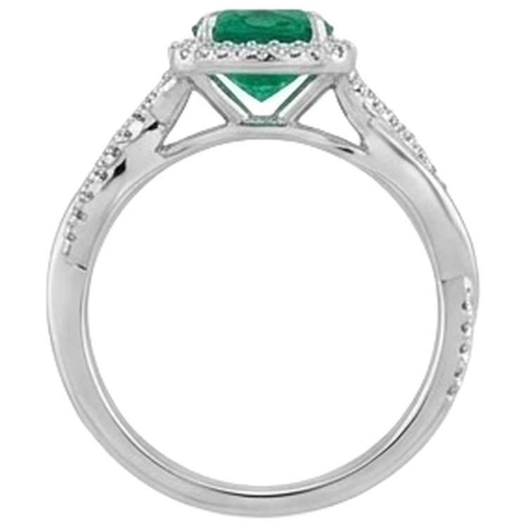 Bague Eagle Claw Prongs Solitaire Emeraude Vert avec Accents Diamant Naturels Extraits des Mines ( et non cultivés en laboratoire )