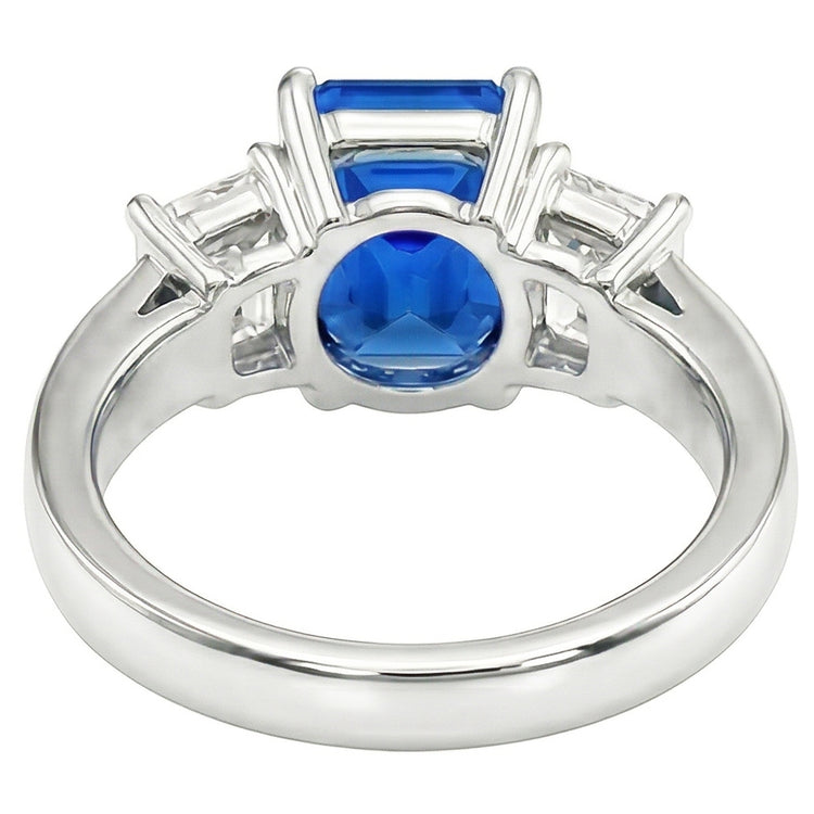 Bague Emeraude 3 Pierres Diamant Pierres Précieuses 3 Carats Saphir Bleu Clair