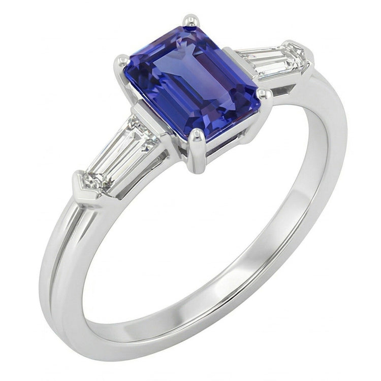 naturel baguette diamant 2.25carats bague vue de face