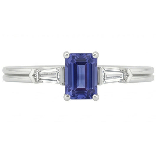 naturel baguette diamant 2.25carats bague angle de côté