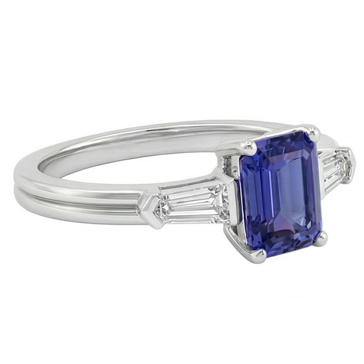 naturel baguette diamant 2.25carats bague détail rapproché