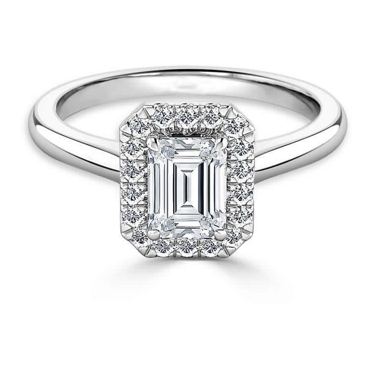 Bague Emeraude Et Naturel Diamant Coupe Ronde 2.65 carats Halo