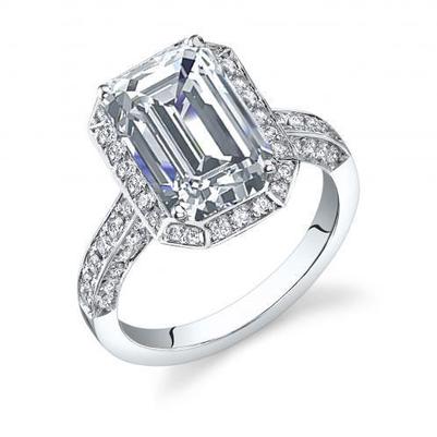 Bague Emeraude Et Réel Diamant Rond Halo 3.80 Ct