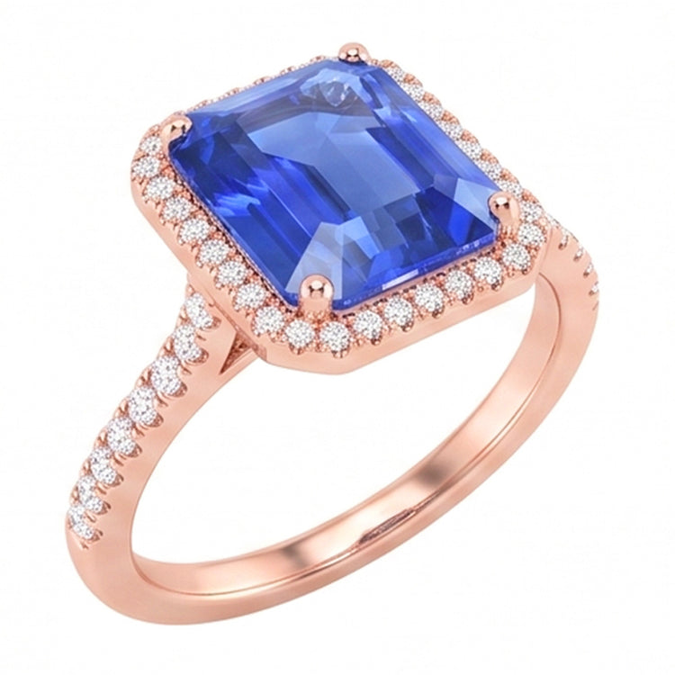 Bague Émeraude Naturel 4.50 Carats - Or Rose 14K