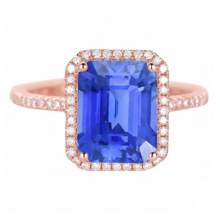 Bague Émeraude Naturel 4.50 Carats - Or Rose 14K