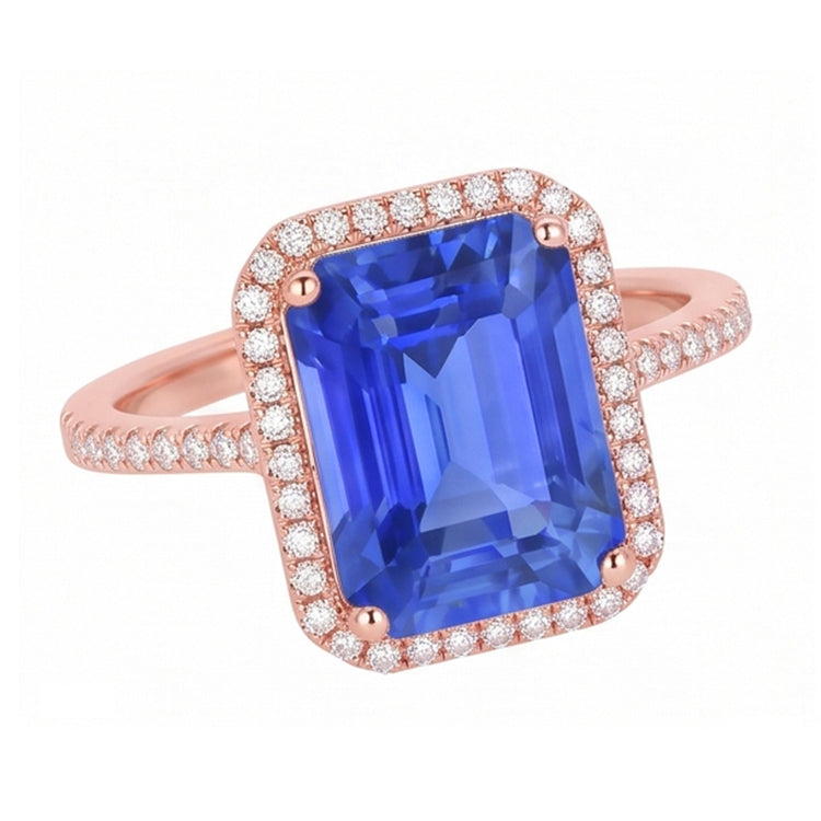 Bague Émeraude Naturel 4.50 Carats - Or Rose 14K
