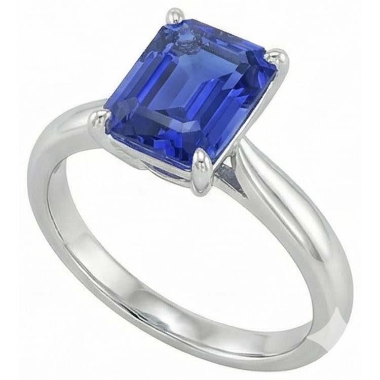 Bague Émeraude Solitaire Saphir Bleu 2.50 Carats Bijoux Femme