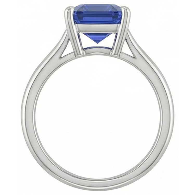 Bague Émeraude Solitaire Saphir Bleu 2.50 Carats Bijoux Femme