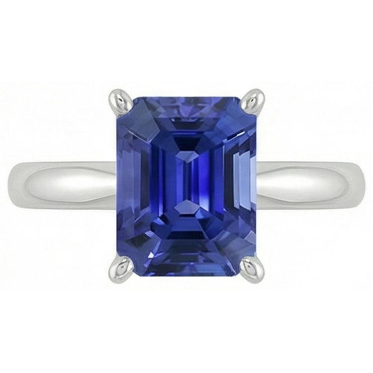Bague Émeraude Solitaire Saphir Bleu 2.50 Carats Bijoux Femme