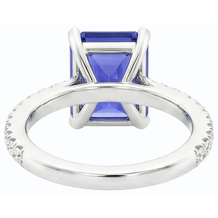 Bague Émeraude Solitaire Saphir Bleu Avec Accents Or 3 Carats